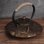 Cast Iron Teapot, Bronze 0.9L Tea Kettle Japanese Tetsubin Tea Pot with Stainless Steel Infuser for Loose Leaf Cast Iron Tea Pot for Stovetop Carp Patterns - Image 4