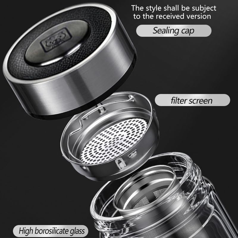648ml/21.9oz Heat-resistant thick double-layer glass cup with lid, tea and water separation cup, filtered boiling water drinking bottle, transparent sealed milk and coffee cup - Image 6