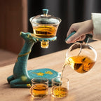 Heat-resistant Kungfu Glass Tea Set with Heater Attract Water Diversion Rotating Cover Bowl Lazy Semi-Automatic Deer Glass Teapot With 6pcs Tea Cups - Image 4