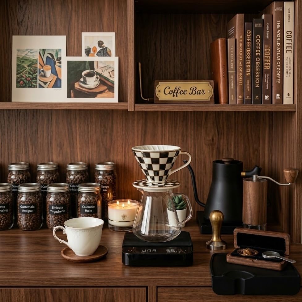 Checkerboard Pour Over Coffee Dripper, Vintage V60 Style Slow Drip Brewer - Image 5