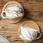 LUKA Porcelain Espresso Cup with Metal Stand, 6 Ounce Stackable Ceramic Demitasse Espresso Mugs Cappuccino Cups Set for Latte,Coffee,Cafe Mocha,Tea(Set of 4,White) - Image 5