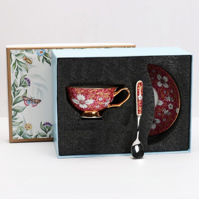 Blue and White Porcelain Coffee Cup and Saucer Set by Unknown