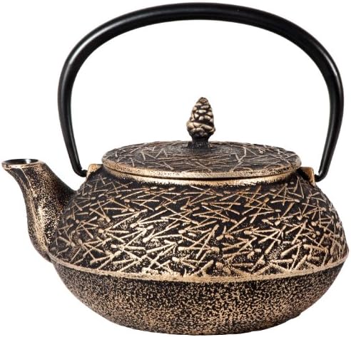 Iwachu Iron Teapot Tetsubin, Gold and Black Pine Needle by Iwachu