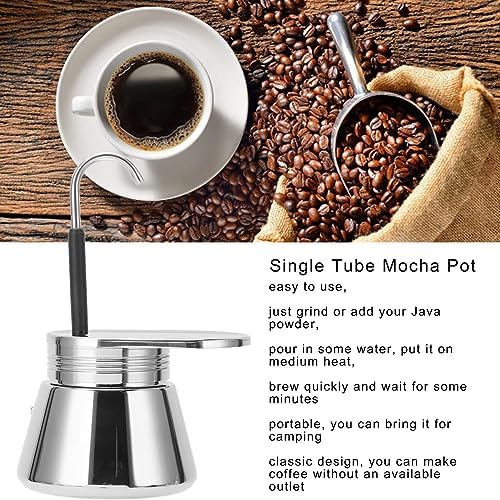 Mocha Pots, Single Spout Tube Stainless Steel Moka Pot Coffee Maker, Portable Hand Pour Latte Classic Coffee Pot for Home Office(16cm-50ml) - Image 3
