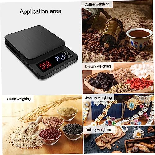 HEALLILY 5kg Electronic Coffee Scale Timer High Precision Digital Kitchen Food Scale for Cooking Baking Capacity USB Powered Black for Espresso Grain Weighing - Image 5