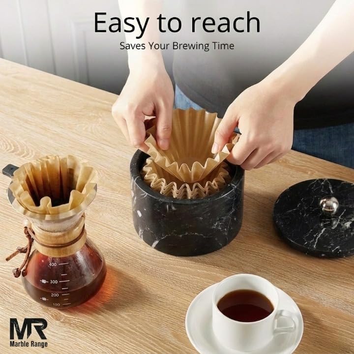 Marble Coffee Filter Holder 6 inch Handmade Black - Image 3