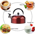 Stovetop Kettle 3L Stainless Steel Whistling Kettle with Handle Large Capacity Tea Simple Solid Color Water Kettles for Stove(Red) - Image 5