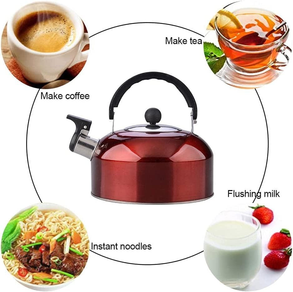 Stovetop Kettle 3L Stainless Steel Whistling Kettle with Handle Large Capacity Tea Simple Solid Color Water Kettles for Stove(Green) - Image 5