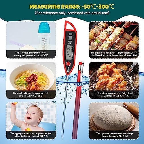 Copkim 12 Set Digital Food Thermometer Long Probe Instant,Red - Image 4
