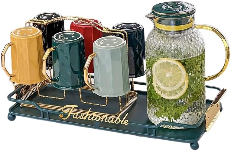 Water Pitcher Water Cup Household Set Living Room Glass Kettle Large Capacity Family Hospitality Drinking Cup Complete Set Water Jug by Unknown