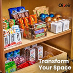 Oizeir Clear Pantry Organizer Bins 8-Pack - Fridge Organizer with 3 Removable Dividers, Ideal for Kitchen, Pantry, Refrigerator, Freezer, and Snack Storage - Image 6