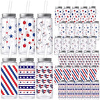 Skylety 30 Pcs 4th of July Plastic Cups with Lids and Straws 13.5 oz Independence Day Plastic Cups Reusable Cute Tumbler for 250th Anniversary 4th of July Party Favor Patriotic Supplies by Skylety
