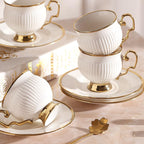 White gold ceramic coffee mug and tray set, 18-piece set of 3.5 oz small coffee cups, coffee mug sets, teacup and sets, adult tea set sets, tea party sets suitable for cappuccino, latte, mocha - Image 4
