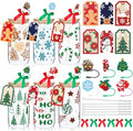 Vesici 6 Set Christmas Glasses Cups 16 oz Xmas Drink Cup with Lid Straw and Stopper Can Shaped Beer Tumbler Christmas Appreciation Gifts with Cards and Bow for Women Birthday Party Favor by Vesici