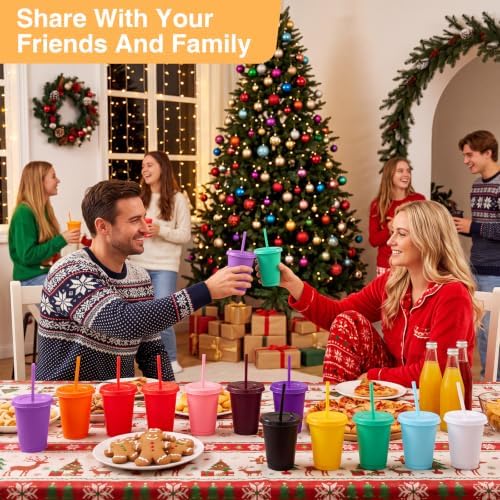 Sieral 30 Pack Reusable Plastic Cups with Lids Straws,Classic Color - Image 5