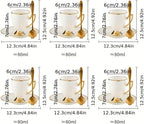 Ceramic coffee cups and saucers, 6 cups 6 saucers 6 spoons, 18 pieces 3 ounce gold rim cup sets, teacup tea set sets, suitable for cappuccino, latte, mocha (Modern) - Image 4
