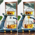 Heat-resistant Kungfu Glass Tea Set with Heater Attract Water Diversion Rotating Cover Bowl Lazy Semi-Automatic Deer Glass Teapot With 6pcs Tea Cups - Image 3
