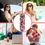 17 oz Bling Stainless Steel Water Bottle Rhinestone Vacuum Water Bottle Glitter Bottles Diamond Vacuum Flask Mug Gift Girls Women (500ml),Cow Red - Image 6