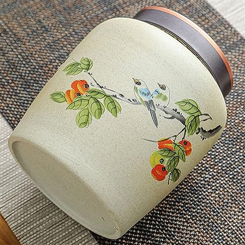 HEXEH Tea Tins Handmade Rough Pottery Loose Leaf Tea Storage Jar Ceramic Large Sealed Jar for Coffee Tea Sugar Tea Storage Container (Color : D) - Image 6