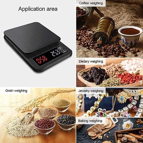 Electronic Scale - Digital Kitchen Scale Coffee Scale Suitable for Jewelry Weighing with Timing Electronic Kitchen Scale (Black 10kg/1g) - Image 7