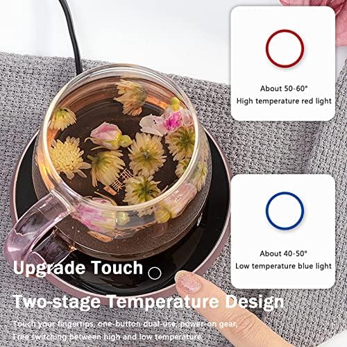 Electric Cup Warmer Temperature Control Smart Coaster with 2 Heating Modes, Coffee Mug Warmer with Auto-Off Timer, Enlarged Waterproof Beverage Heating Plate, Warm Gift for Your Love,Gold - Image 2