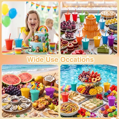 Sieral 30 Packs Reusable Plastic Cups with Lids Straws,Classic Colors - Image 6