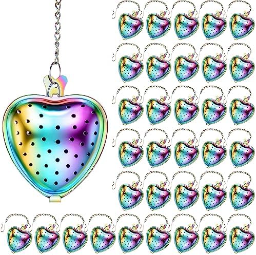 Sumind 50 Pcs 2" Stainless Steel Heart Mesh Tea Strainer Ball, Rainbow by Sumind