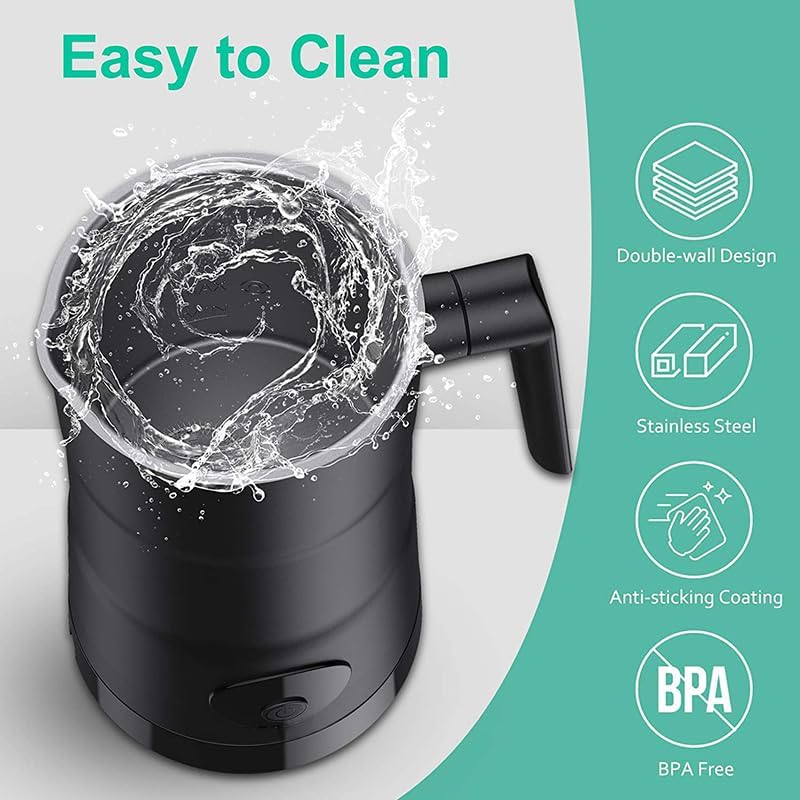 Electric Milk Frother, 4 in 1 Milk Steamer, 11.8oz/350ml Automatic Warm and Cold Foam Maker, Milk Warmer for Latte, Cappuccinos, Macchiato, Hot Chocolate, Coffee, Matte Black - Image 5