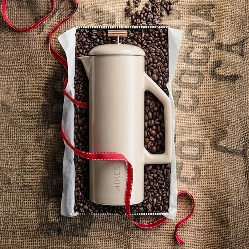 AIRES Ceramic French Press Coffee Maker – 34 oz Heat-Retaining Stoneware – Elegant Neutral Color – Inspired by Buenos Aires Coffee Culture – Gift-Ready with Barista Brewing Guide - Image 5