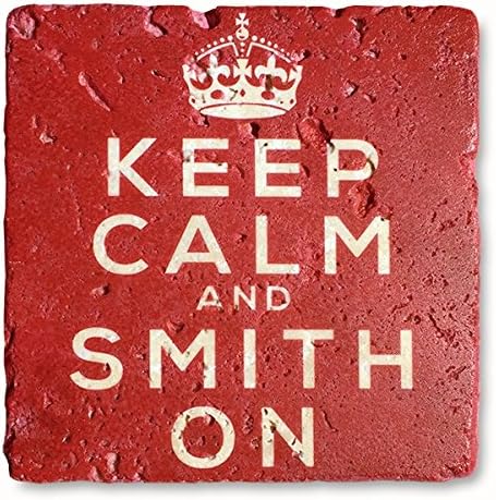 Infusion Keep Calm and Smith On - Personalized Tumbled Travertine Coasters - Set of 4 - Image 5