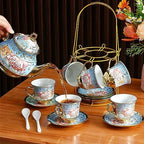 Zhehao 20 Pcs Porcelain Tea Set for Adult, with Metal Holder, Simplicity - Image 3