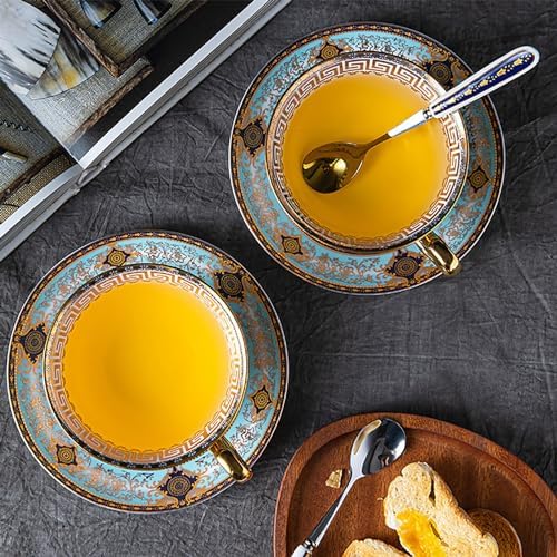 YUDIZWS Bone China Tea Cup Set with Gold Spoon And Gift Box, Tea Coffee Cups and Saucers Set of 1 Porcelain Tea Cup Coffee Mug for Home Kitchen Wedding Women's Tea Party,12pcs - Image 5