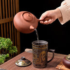 Ceramic Teacup, Chinese Hand Painted Purple Clay Tea Mug with Lid and Infuser, (13oz) Zisha Water Mug Drinkware for Office Home (Color change Black Dragon) - Image 2
