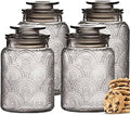 4pc Vintage Glass Canister Set with Airtight Lids - For Kitchen Food Storage and Organization by LERAZE