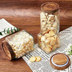 Gerrii 5 Pcs Glass Jar with Wood Lid Food Storage,Clear,Begonia Square - Image 4