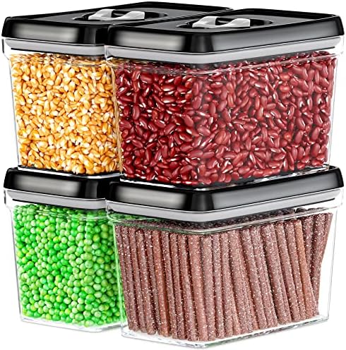 DWËLLZA KITCHEN Airtight Food Storage Containers - Pantry Snacks Kitchen Container, Baking Supplies, 4LB Sugar & Flour Canister - 4 Pc Set All Same Size - Clear Plastic BPA-Free - Keeps Fresh & Dry by DW%C3%8BLLZAKITCHEN