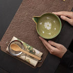 Traditional Japanese Matcha Tea Set, Handcrafted Ceramic Bowl with Bamboo Whisk, Scoop and Stand, Complete 4-Piece Ceremonial Kit for Tea Preparation - Image 2