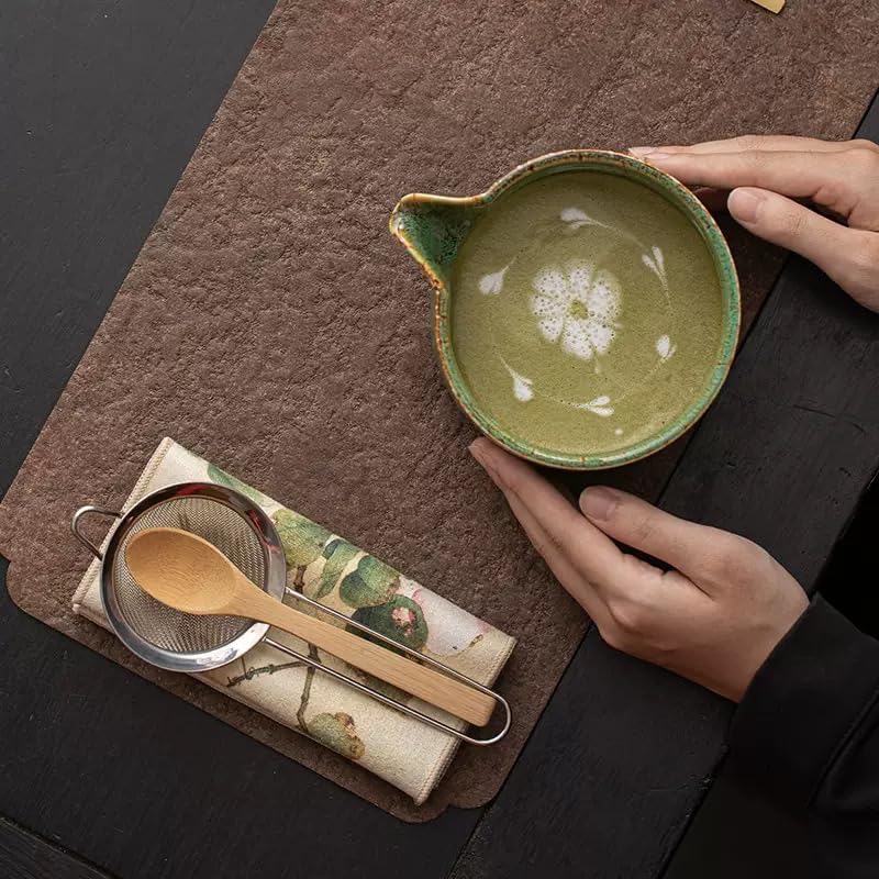 Traditional Japanese Matcha Tea Set, Handcrafted Ceramic Bowl with Bamboo Whisk, Scoop and Stand, Complete 4-Piece Ceremonial Kit for Tea Preparation - Image 2