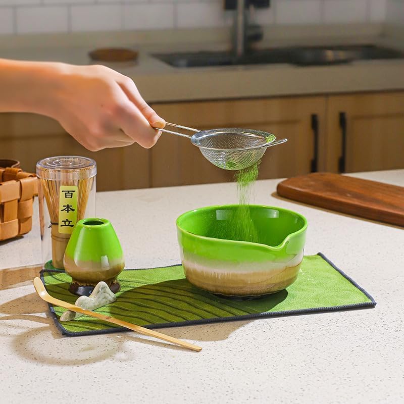 Matcha tea bowl set, 7-piece ceremony set for beginners, traditional bamboo whisk, matcha water boiler stand, tea bowl gift set - Image 3