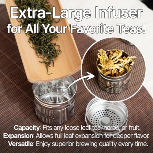 Glass Tea Infuser Bottle – One-Touch Magnetic Brewing, Double Wall Borosilicate Glass Tumbler with Removable Stainless Steel Infuser, Leak-Resistant Lid, 400 ml - Image 3