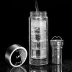 280ml Physical temperature measuring cup lid double-layered glass cup for tea brewing, no battery required, heat-insulating and airtight drinking vessel with filter,home and office water cup - Image 5