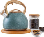 HEAGER Ceramic teapot, Stove Top Kettle, Whistling Kettle, Tea Infuser,Tea Pot, Stainless Steel Whistling Tea Kettle Stovetops Food Grade Teapot with Heat-Proof Handle - Image 4