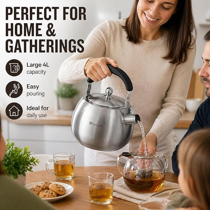 Stainless Steel Whistling Tea Kettle Stovetop 4.2 QT - Image 6