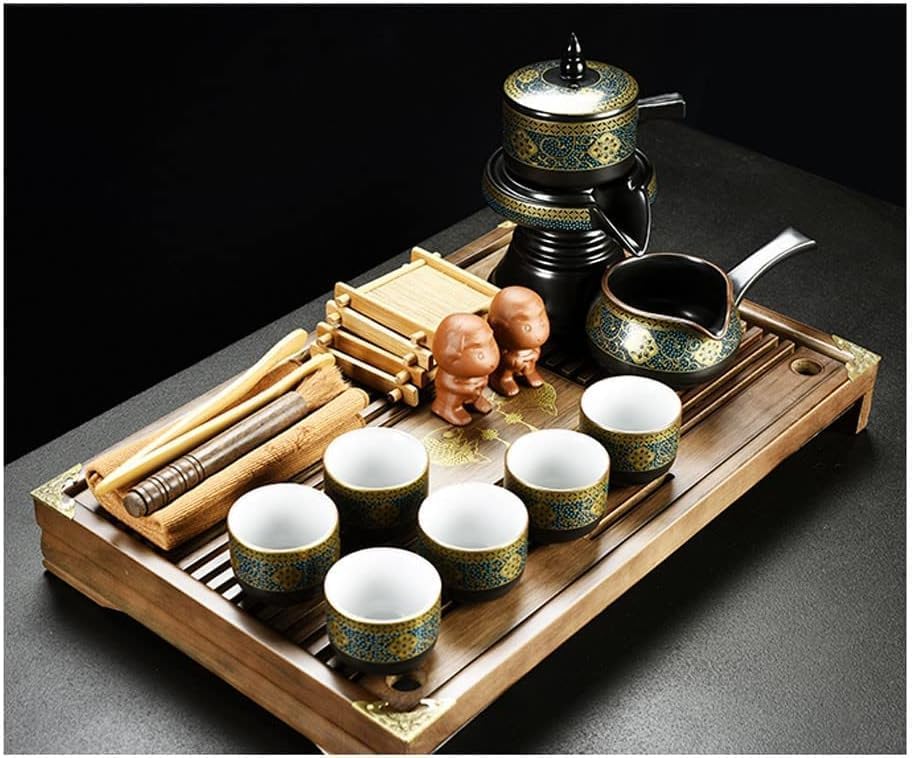 Chinese Gongfu Tea Set - Ceramic Teapot with Cups and Saucer, Includes Buddha Statue - Complete Tea Brewing Set for Home and Tea Ceremonies by Unknown