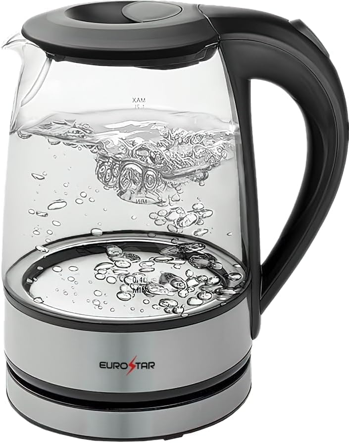 EUROSTAR EKG120BK 1.2L Glass Kettle, Black - Image 3