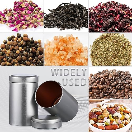 meekoo 18 Pcs Tea Tins Canister for Loose Tea 6 oz Airtight Tea Tins Bulk with Lids Metal Tea Jars Small Round Storage Containers for Travel Business Coffee Cans Candy Spices Herbs Kitchen(Silver) - Image 4