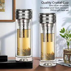 300ml/10oz Thickened premium crystal double-layer glass tea cup, insulated water drinking vessel, multi-purpose sealed beverage bottle, glassware filtered water cup - Image 2