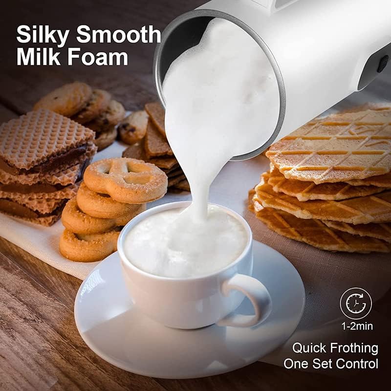 Milk frother, 4 in 1 milk frother with heating function, 580ml/19.6oz Automatic hot and cold coffee foamer, Latte, Cappuccino, Macchiato, Hot Chocolate, milk steamer with temprature control (1, Black) - Image 4