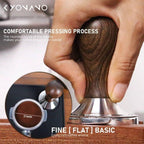 KYONANO Espresso Tamper 51mm - Tamper with Chacate Preto Wood Handle - Coffee Tamper plus Milk Frothing Pitcher 350ml & Silicone Tamper Mat - Tamper fits 51mm Delonghi Portafilter - Image 2