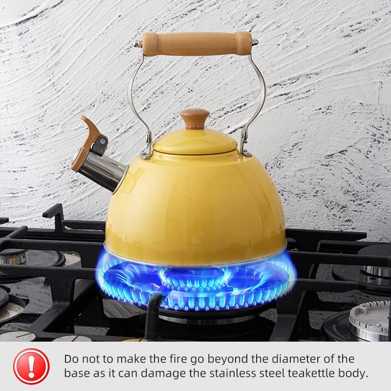 ROCKURWOK Whistling Tea Kettle, Tea Pot All Stovetop Safe, 2.7 Quart Yellow - Image 5